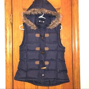 Tokyo Laundry puffer navy blue vest with hood